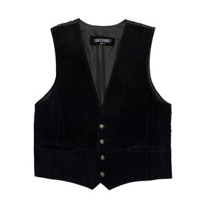 Beyond Leather Black Suede Classic Heritage Western Biker Leather Vest Size XL